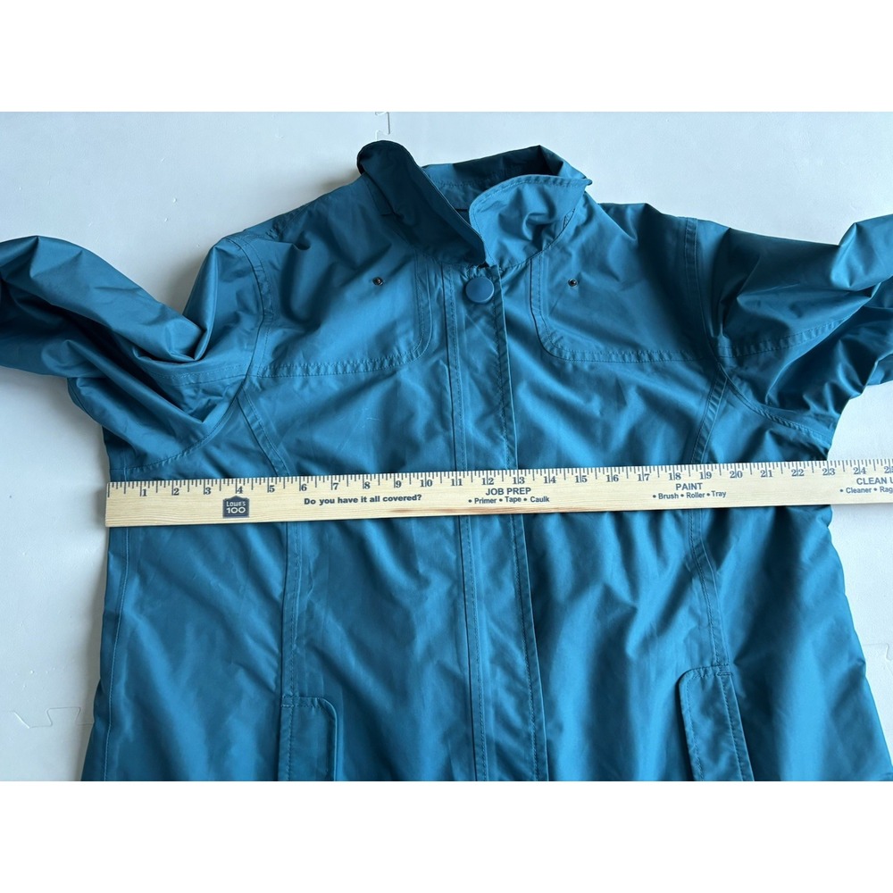 LL BEAN Rain Jacket Women's Coat Parka Lined Windbreaker - Size L Teal Blue - Picture 7 of 10